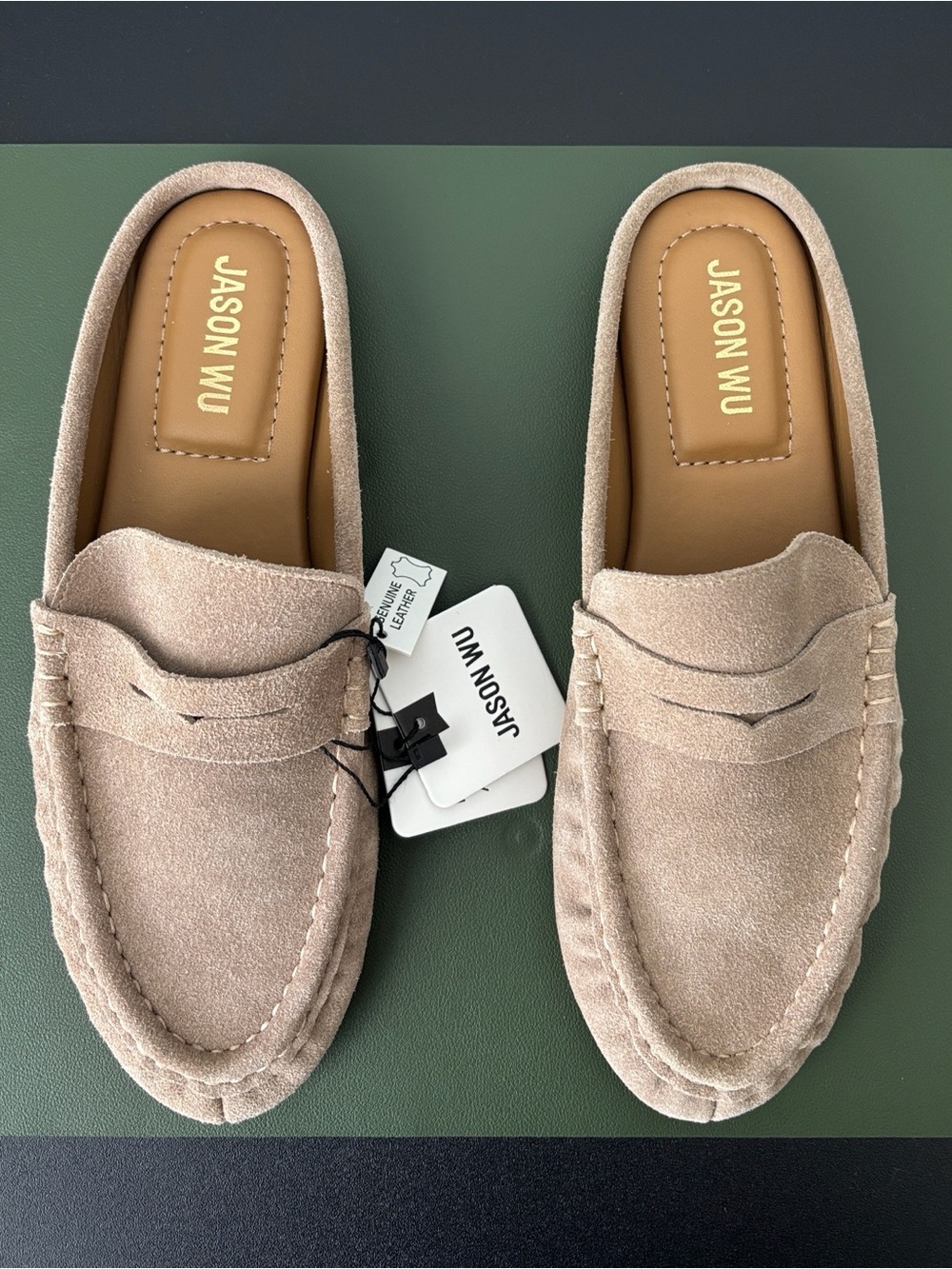 Jason Wu Taupe Suede Penny Loafers